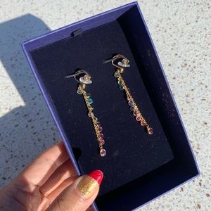 Holiday Gifts 🎁!NIB Swarovski UNIQUE Colorful Crystals Drop Dangle Clip Earrings